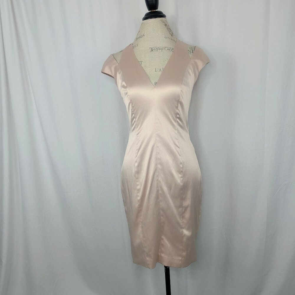 Black Halo Champagne Dress 6 Sheath Satin - Picture 12 of 12